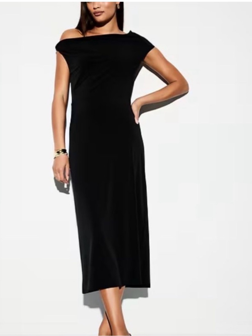 Old Navy Black One-Shoulder Midi Dress